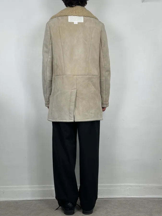 2012 Maison Margiela H&M Beige Leather Fur Coat eqJGopw 2