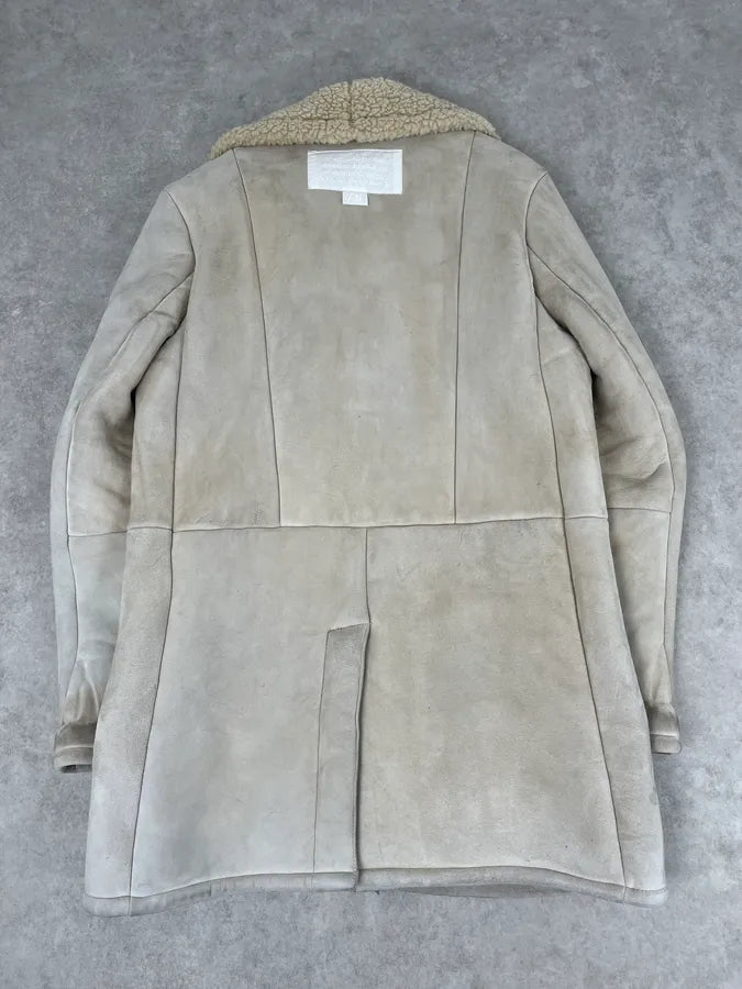2012 Maison Margiela H&M Beige Leather Fur Coat eqJGopw 5
