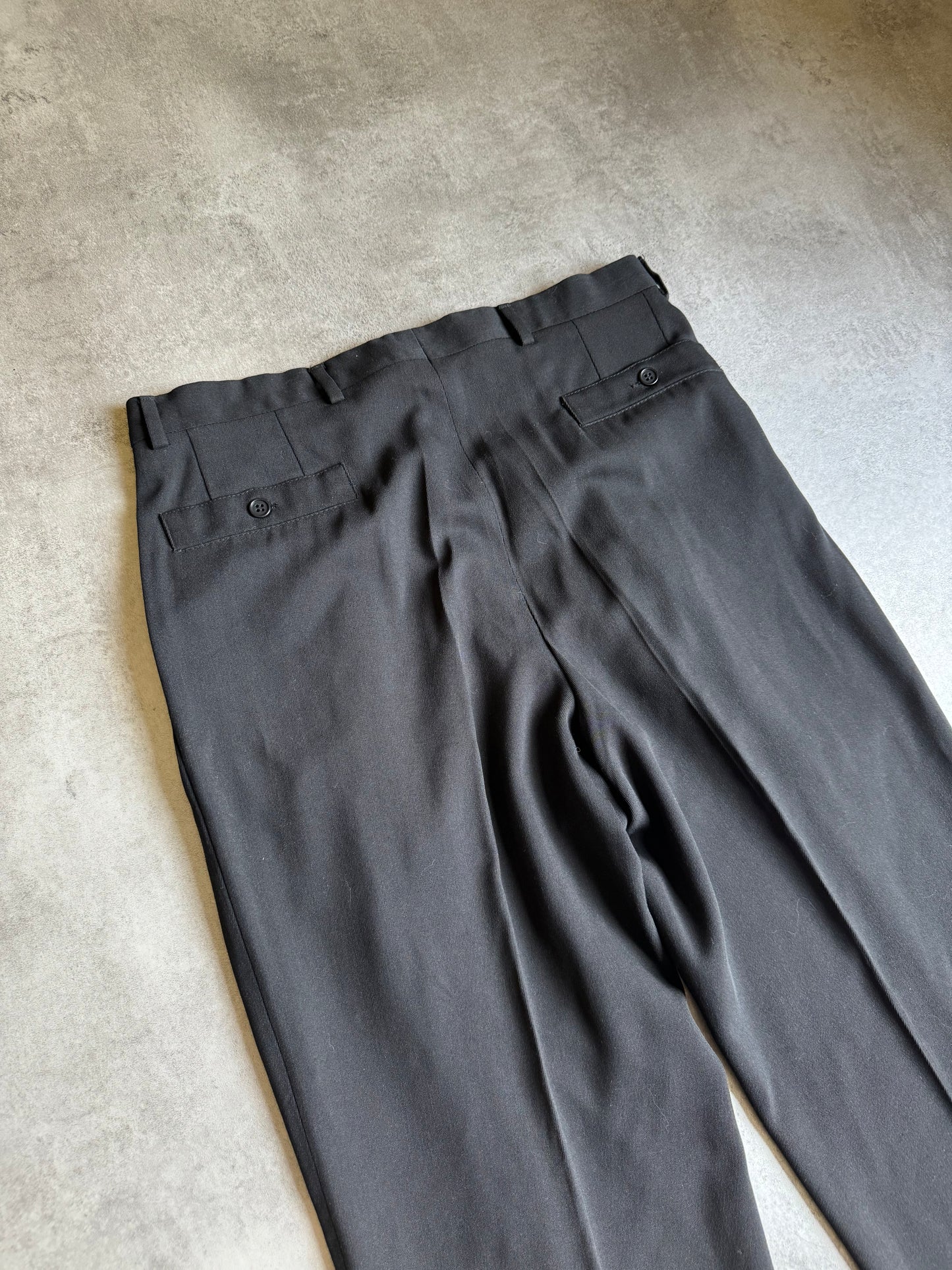 1980s Emporio Armani Black Soft Tailored Pants (M) - 4