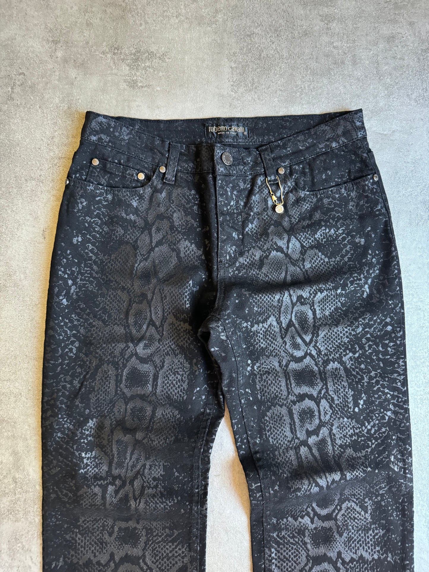 AW1999 Roberto Cavalli Black Serpent Python Pants (S) - 7