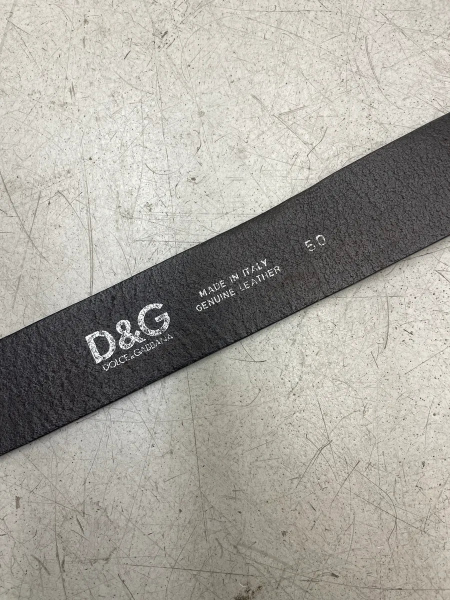 2000s Dolce & Gabbana Dark Brown Leather Religious Portrait Buckle Belt hntgkunj 7