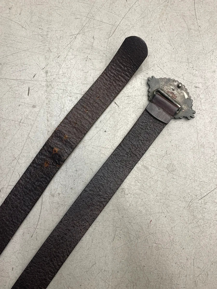 2000s Dolce & Gabbana Dark Brown Leather Religious Portrait Buckle Belt hntgkunj 3