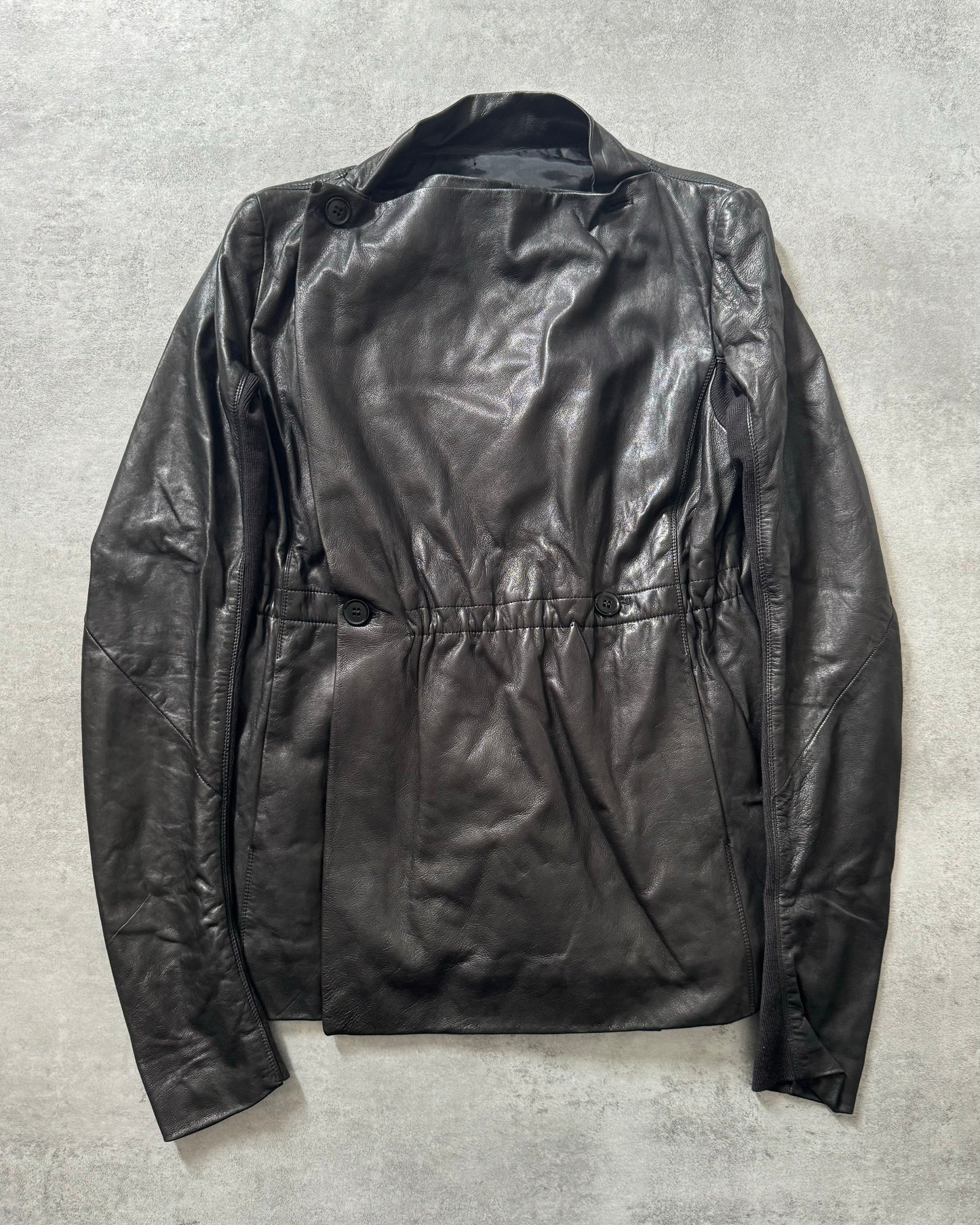 SS2014 Rick Owens Black Futuristic Leather Jacket (S) - 2