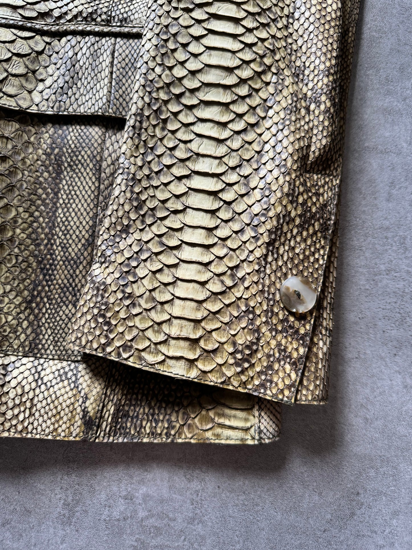 SS2002 Roberto Cavalli Python Leather Sand Jacket (L) - 11