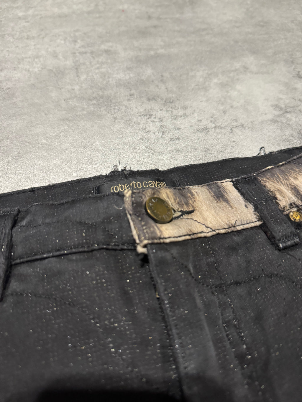 2000s Roberto Cavalli Deconstructed Leopard Magma Black Exploration Pants (S) - 8