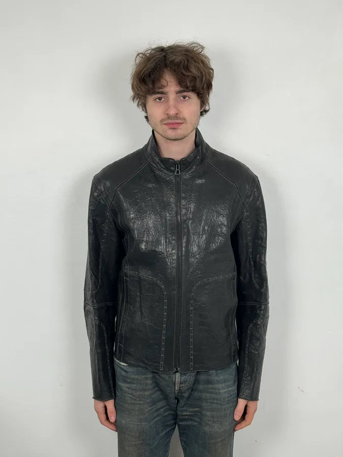 Hugo Boss Black Eroded Leather Jacket QwYmVDo 1