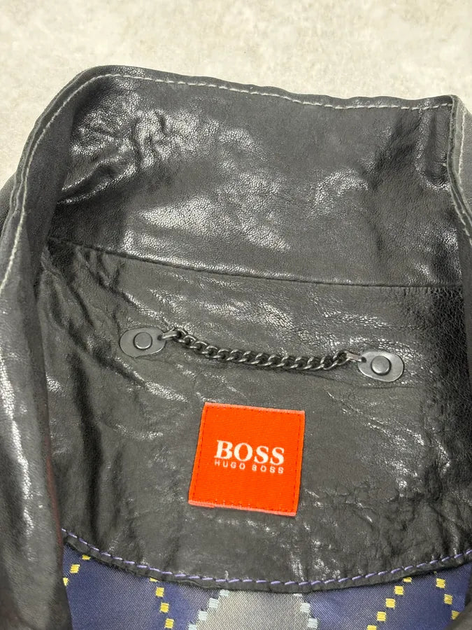 Hugo Boss Black Eroded Leather Jacket QwYmVDo 4