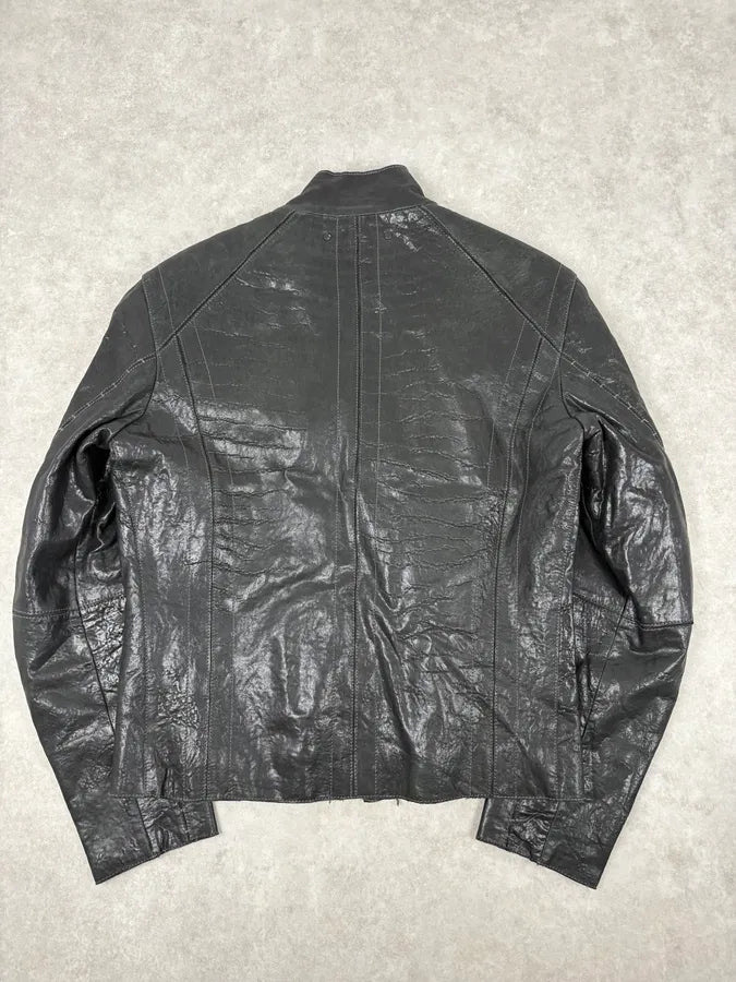 Hugo Boss Black Eroded Leather Jacket QwYmVDo 5