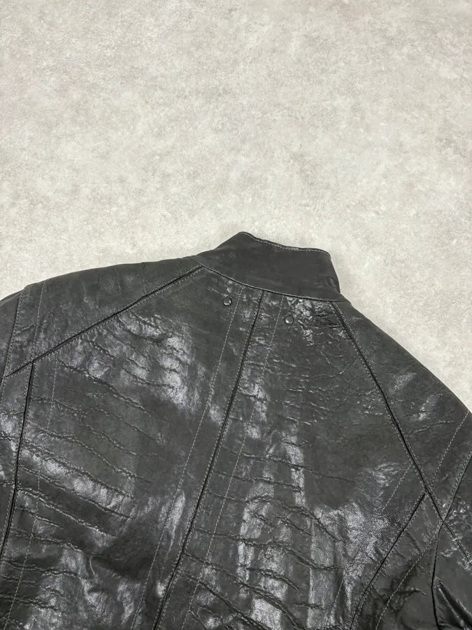 Hugo Boss Black Eroded Leather Jacket QwYmVDo 6