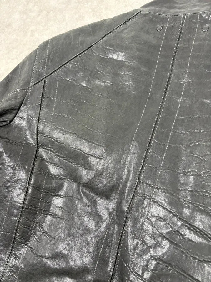 Hugo Boss Black Eroded Leather Jacket QwYmVDo 7
