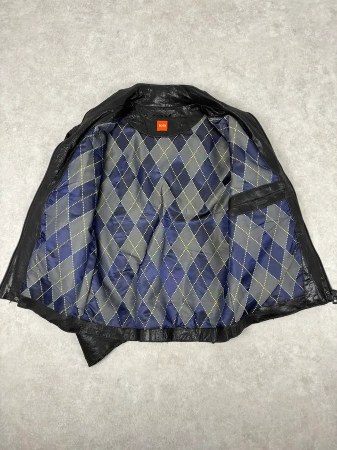 Hugo Boss Black Eroded Leather Jacket QwYmVDo 8