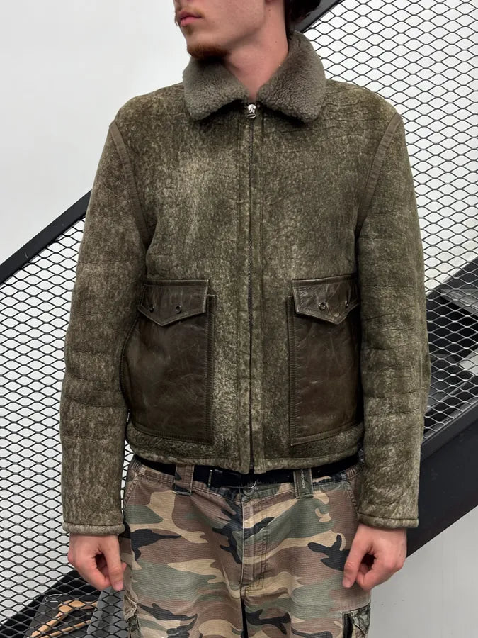 Hugo Boss Taupe Wool Blend Leather Pocket Bomber Jacket zTAEtLX 1