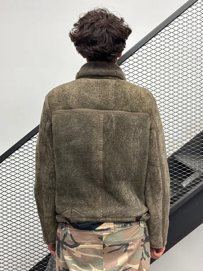 Hugo Boss Taupe Wool Blend Leather Pocket Bomber Jacket zTAEtLX 2