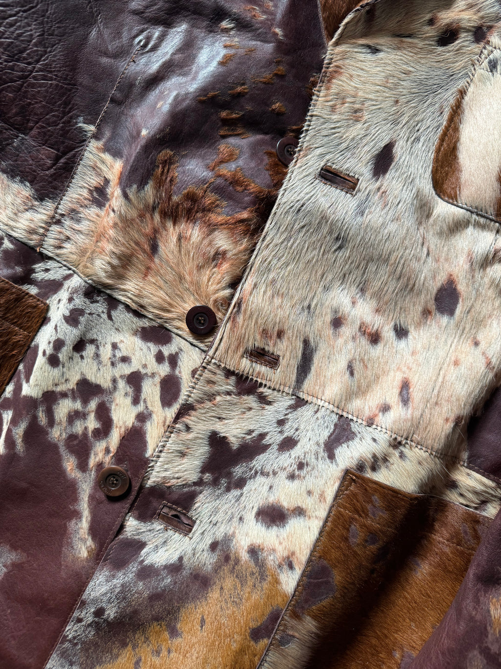 2000s Cavalli Imperial Brown Pony Hair Long Leather Jacket (L) - 8