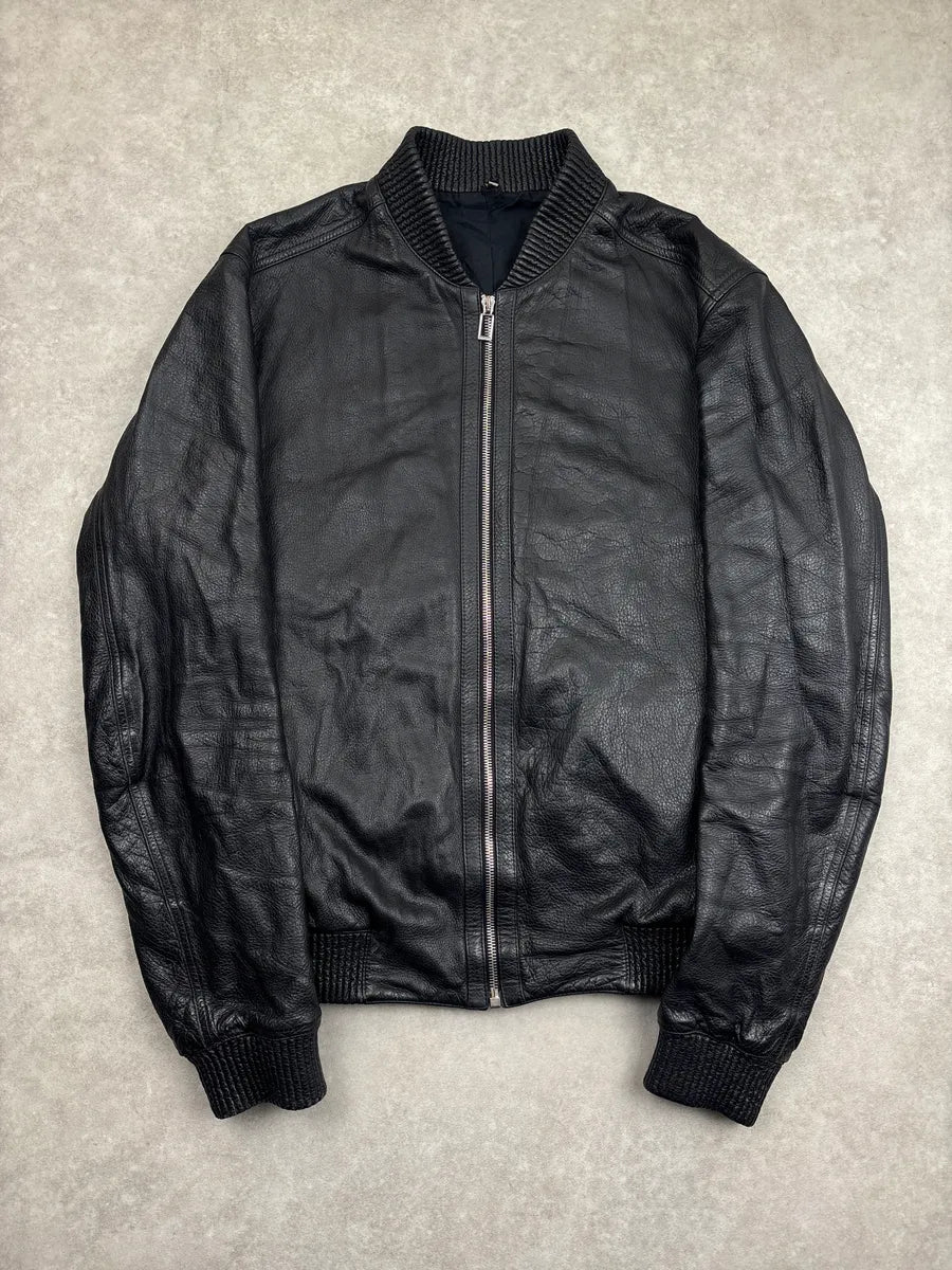 2010s Dior Black Leather Zip-Up Bomber Jacket by Kris Van Assche hwnQAIyK 0