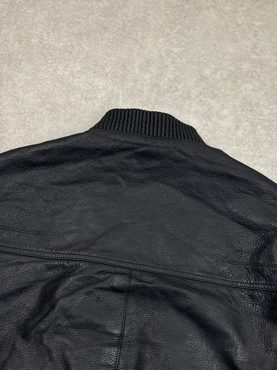 2010s Dior Black Leather Zip-Up Bomber Jacket by Kris Van Assche hwnQAIyK 7