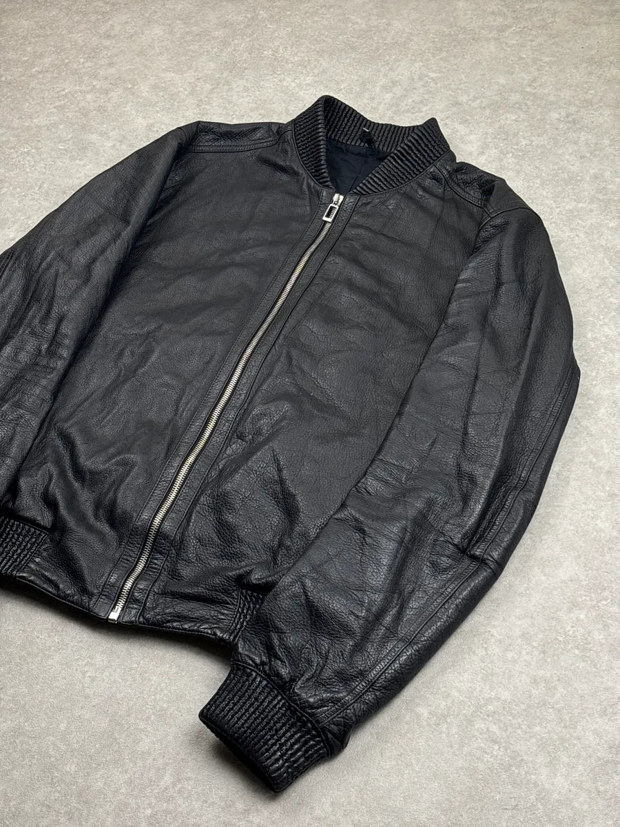 2010s Dior Black Leather Zip-Up Bomber Jacket by Kris Van Assche hwnQAIyK 3