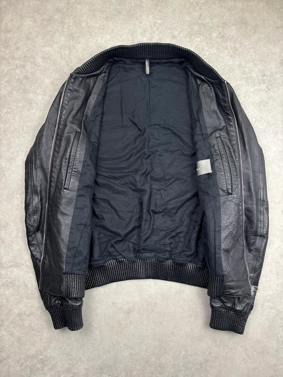 2010s Dior Black Leather Zip-Up Bomber Jacket by Kris Van Assche hwnQAIyK 4