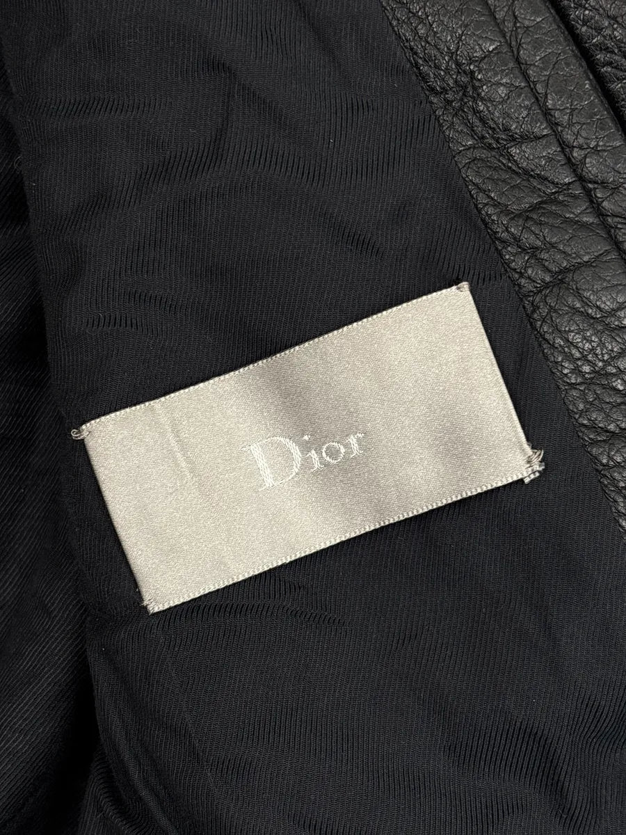 2010s Dior Black Leather Zip-Up Bomber Jacket by Kris Van Assche hwnQAIyK 9