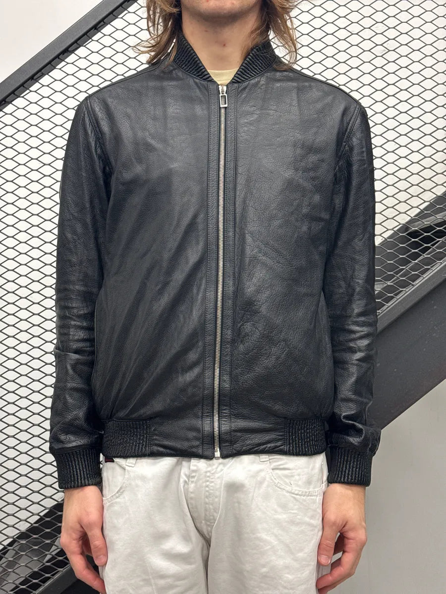 2010s Dior Black Leather Zip-Up Bomber Jacket by Kris Van Assche hwnQAIyK 1