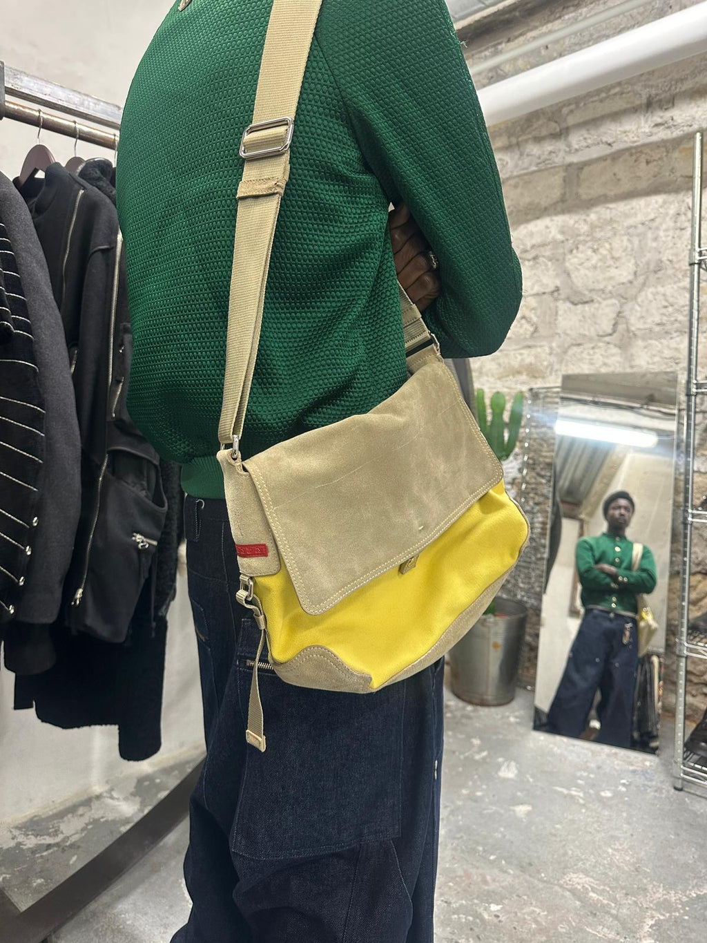 2000s Prada Linea Rossa Yellow Shoulder Bag (OS) - 1