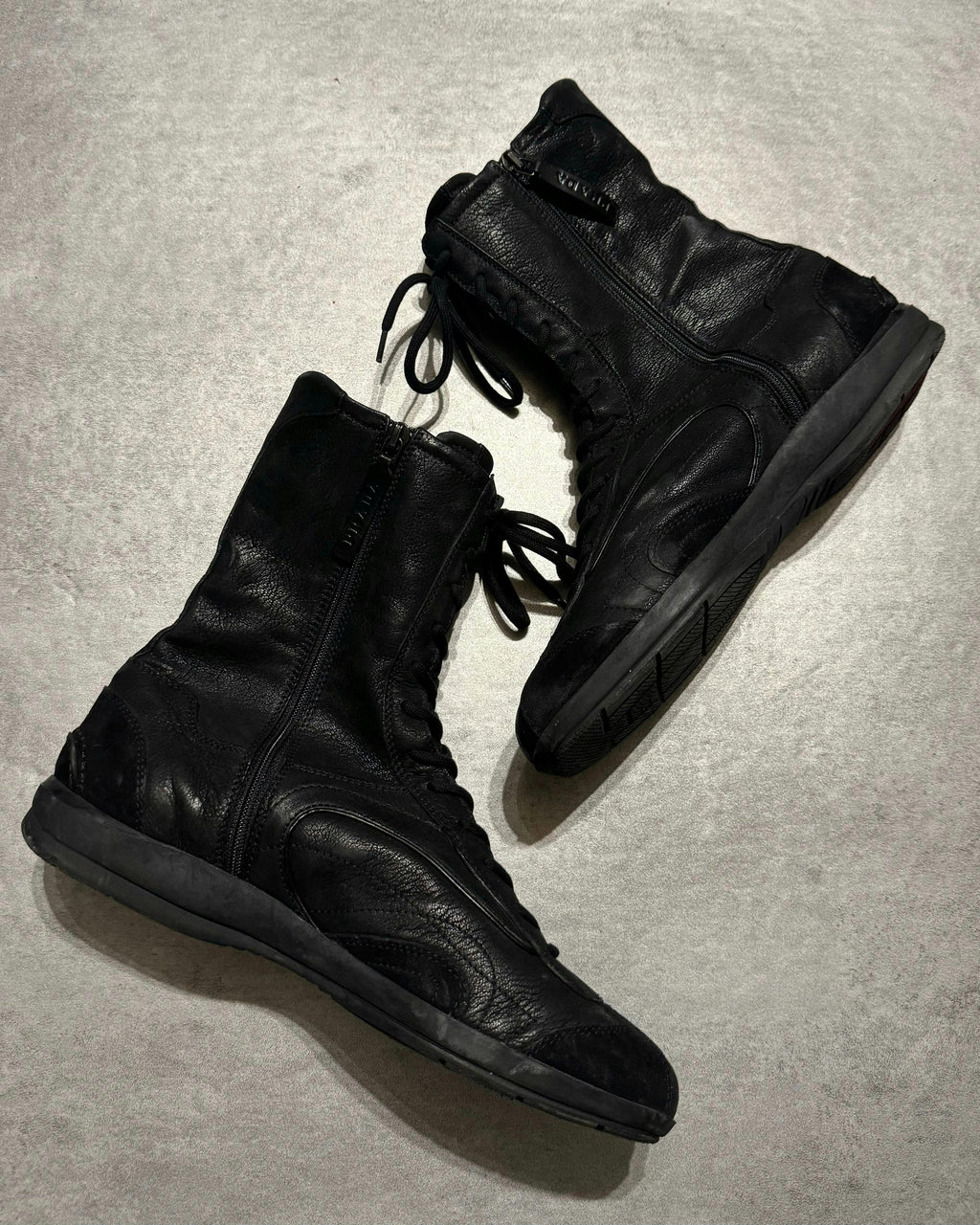2000s Prada Black Biker Avant-Garde Ankle Boots (39eu/us6.5)