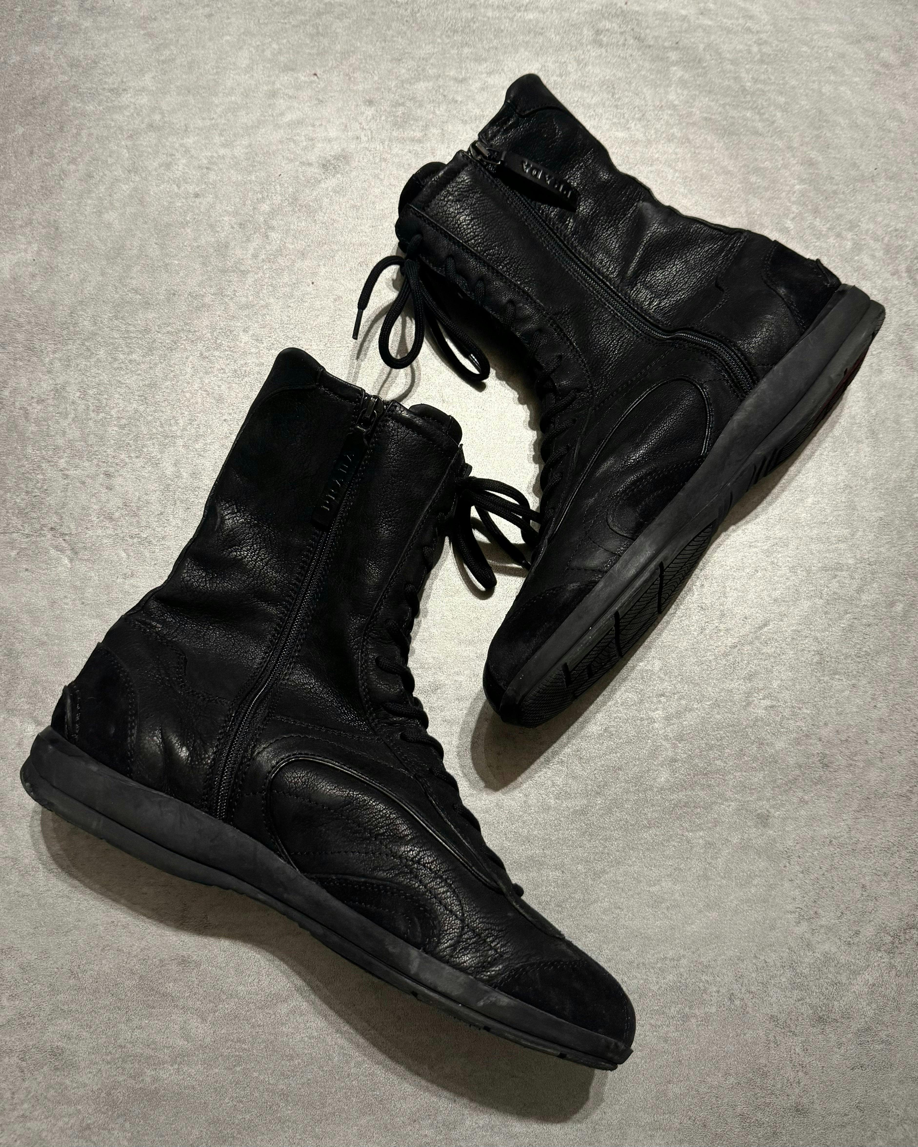 2000s Prada Black Biker Avant-Garde Ankle Boots (39eu/us6.5)