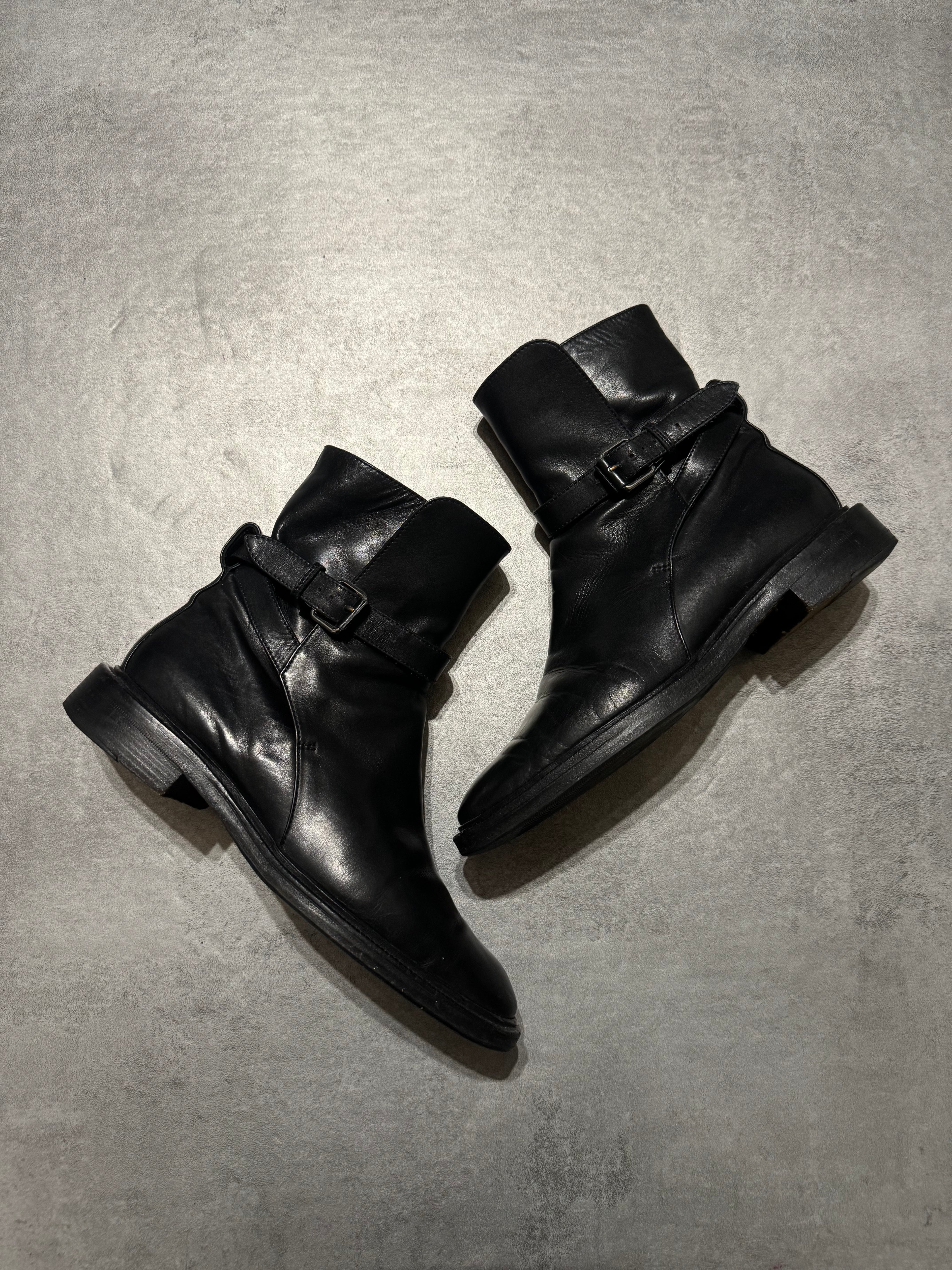 Celine Black Strap Leather Minimalist Boots (40) - 2