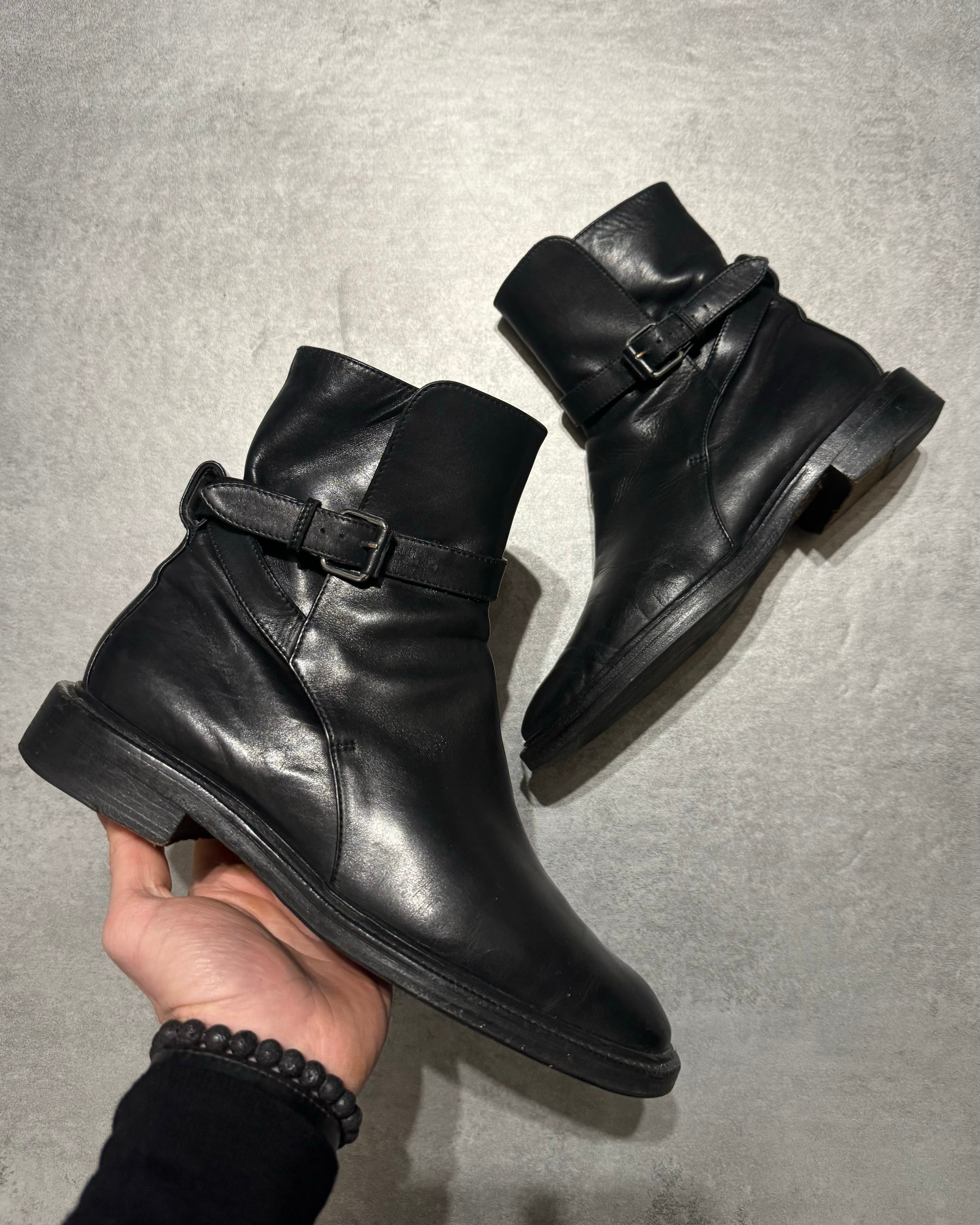 Celine Black Strap Leather Minimalist Boots (40) - 1