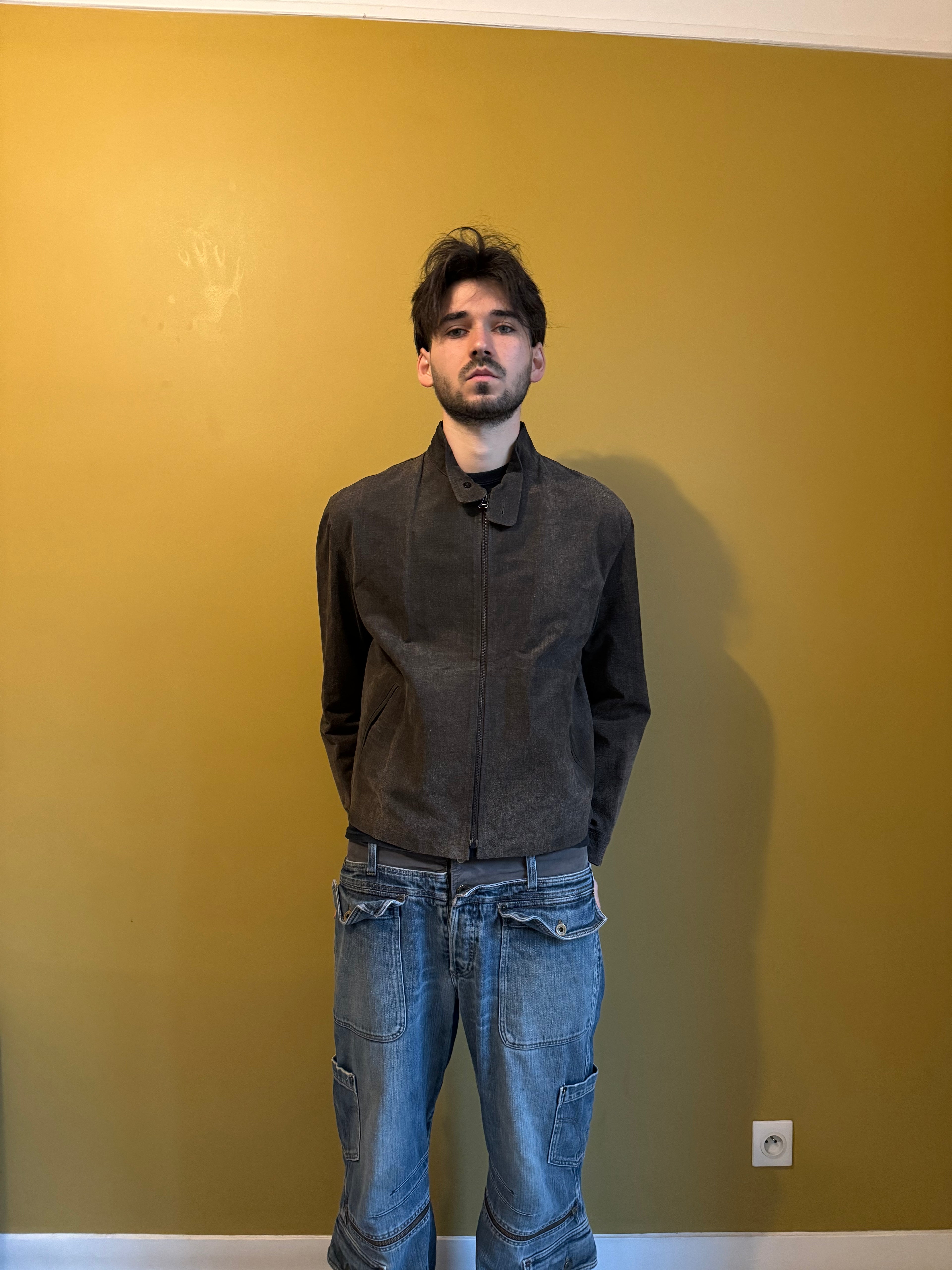 1990s Armani Brown Leather Light Biker Brown Jacket  (M/L) - 2