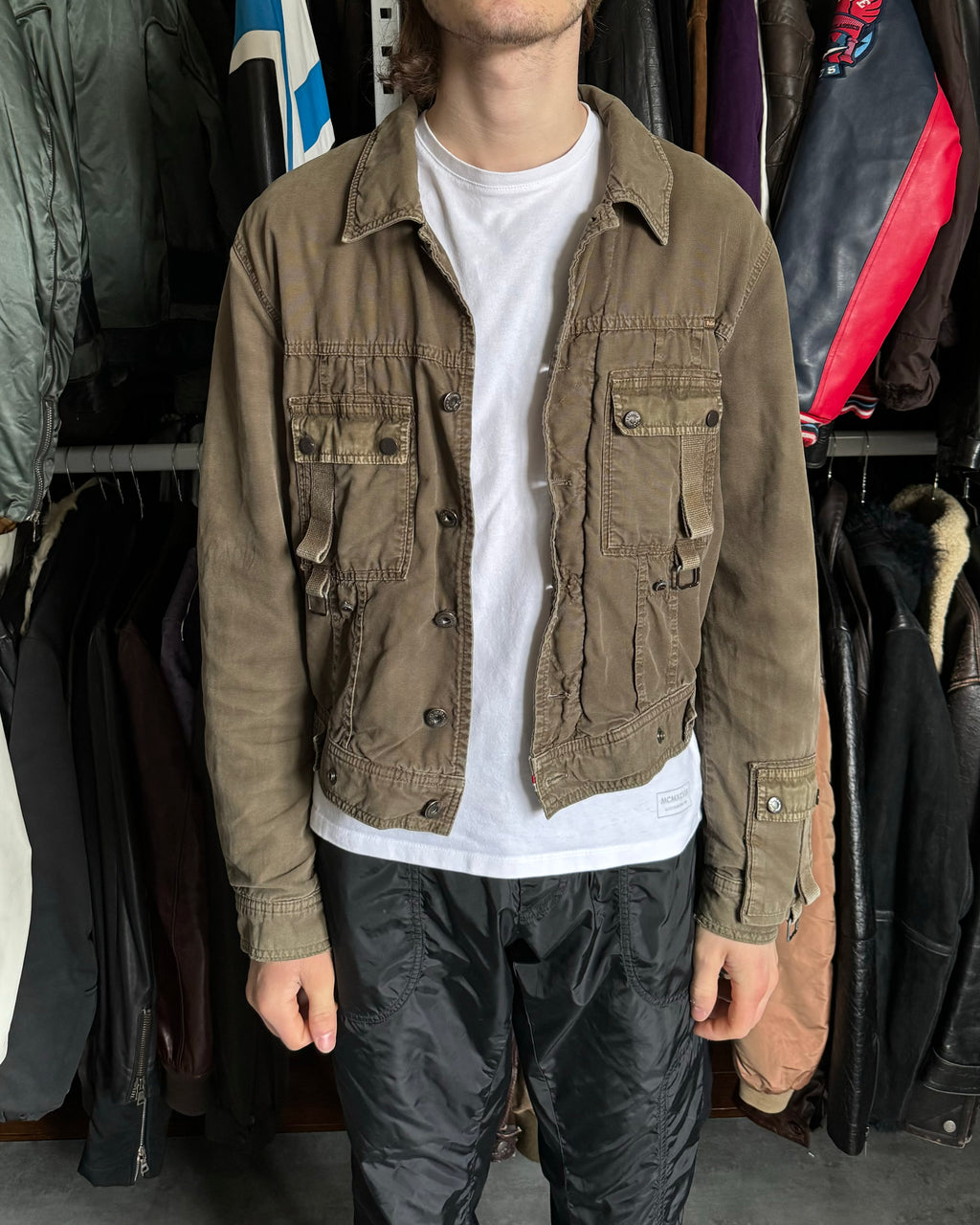 AW2004 Dolce & Gabbana Cargo Utility Olive Cropped Jacket (S) - 2