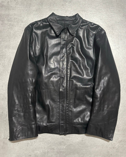 AW1998 Prada Black Minimalist Pure Leather Jacket (M/L) - 6