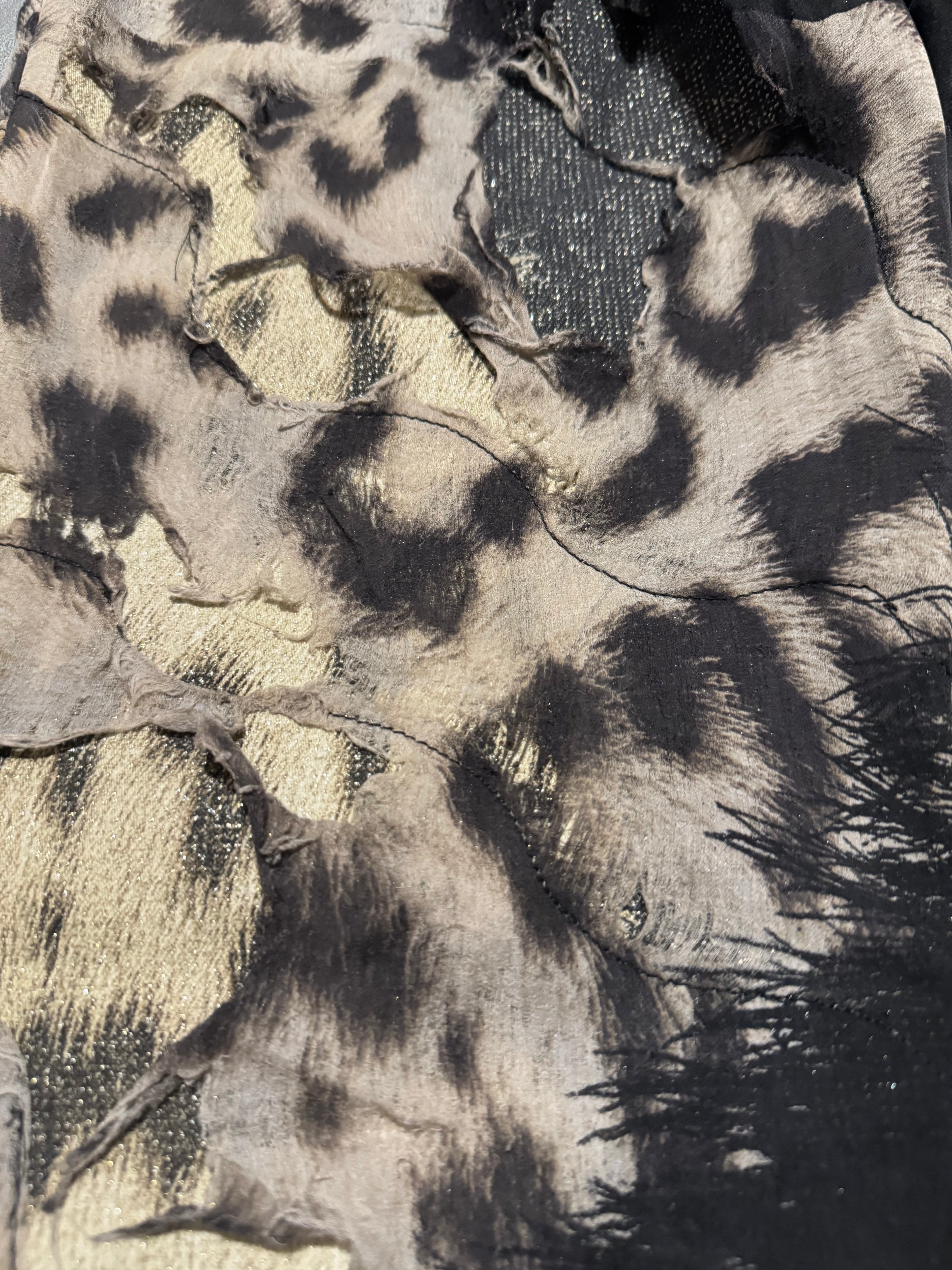 2000s Roberto Cavalli Deconstructed Leopard Magma Black Exploration Pants (S) - 4