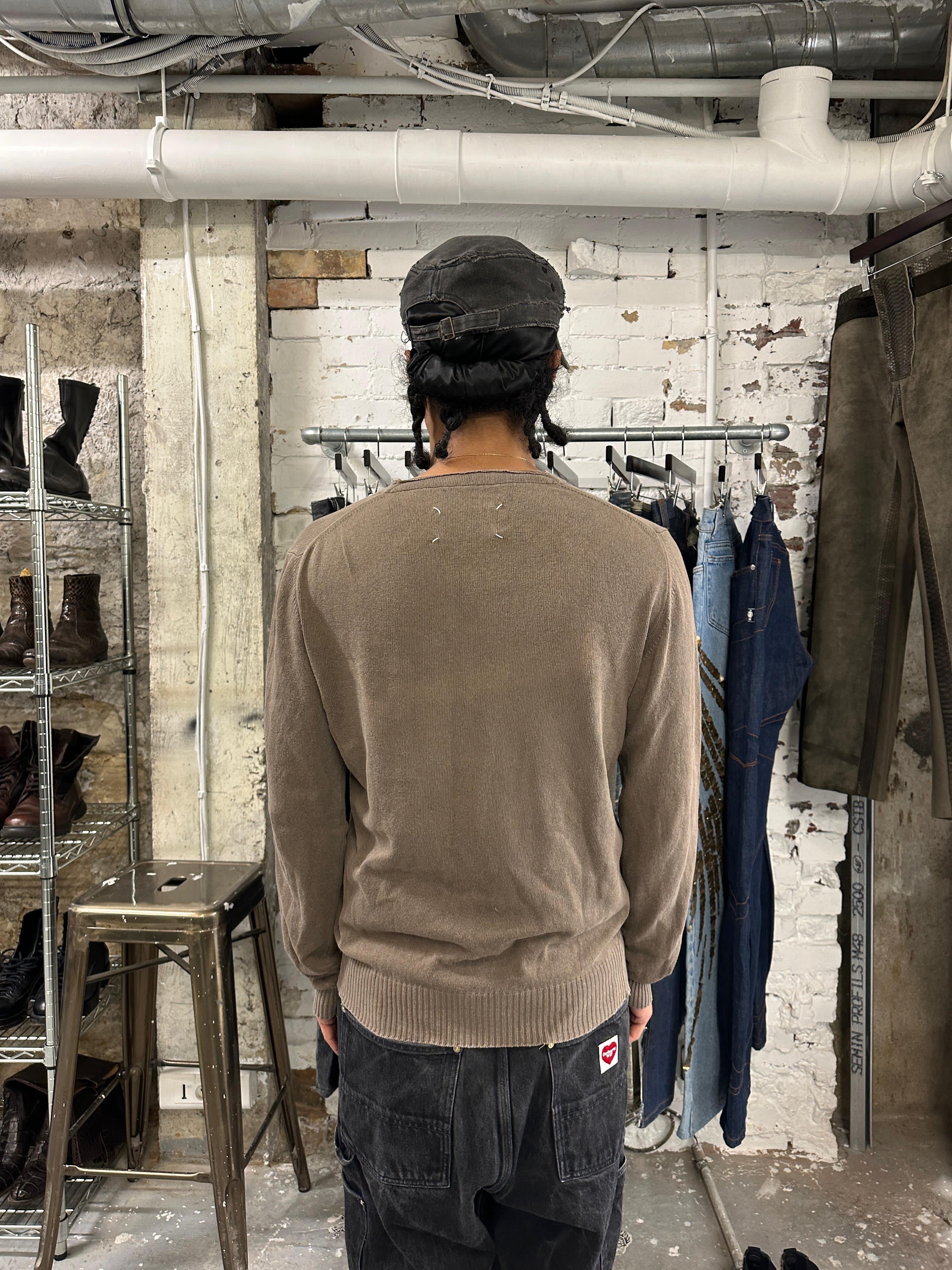 2000s Maison Martin Margiela Brown Faded V Sweater (M) - 2