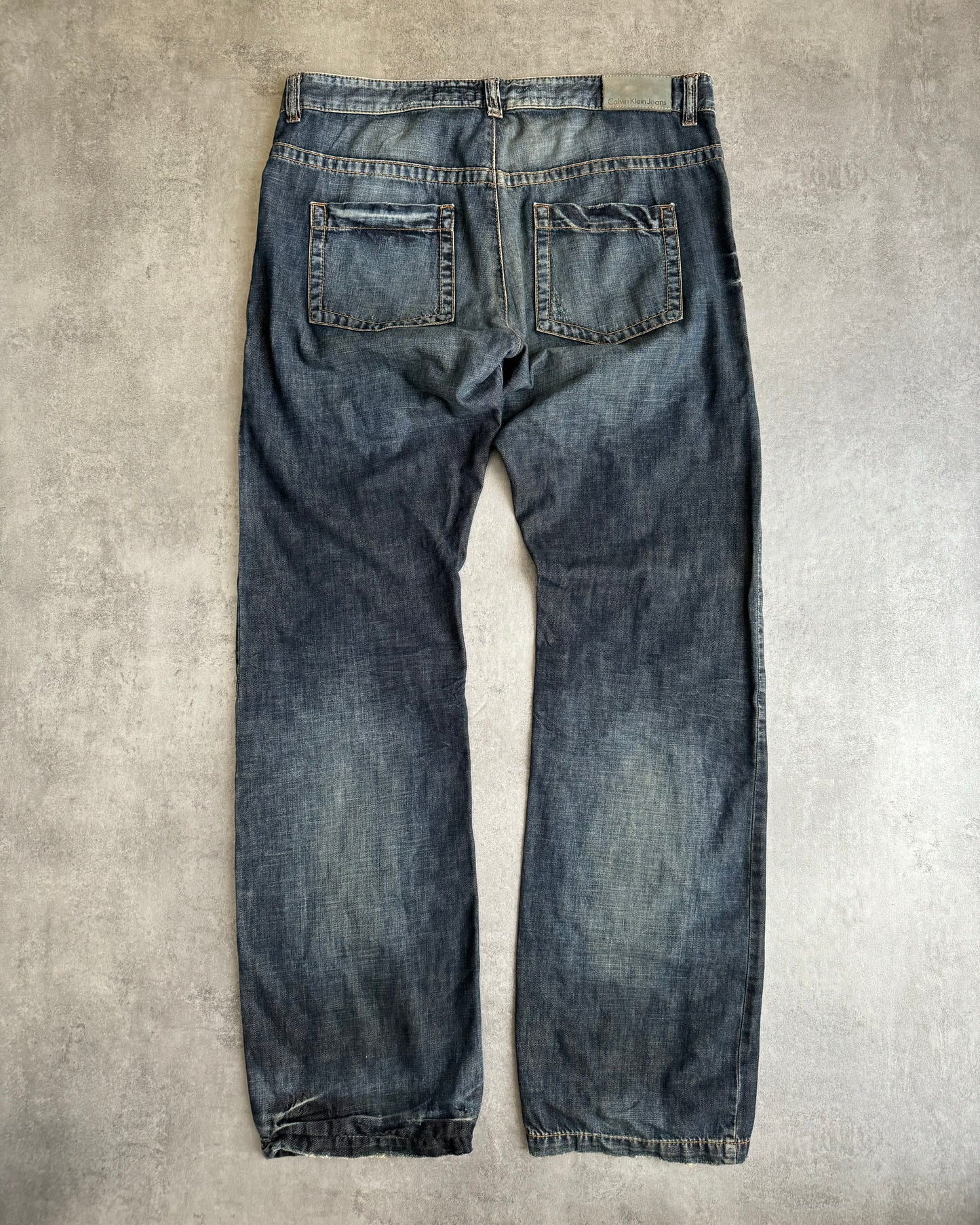 2008 Calvin Klein Blue Faded Straight Relaxed Jeans (L) - 2