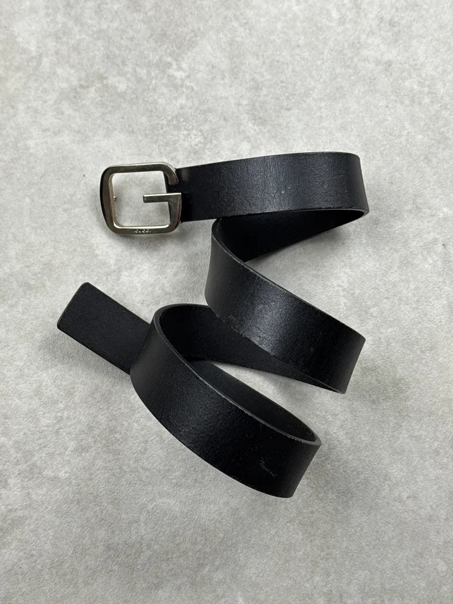 Gucci Black Leather G-Shaped Logo Belt iOHnZKHj 2