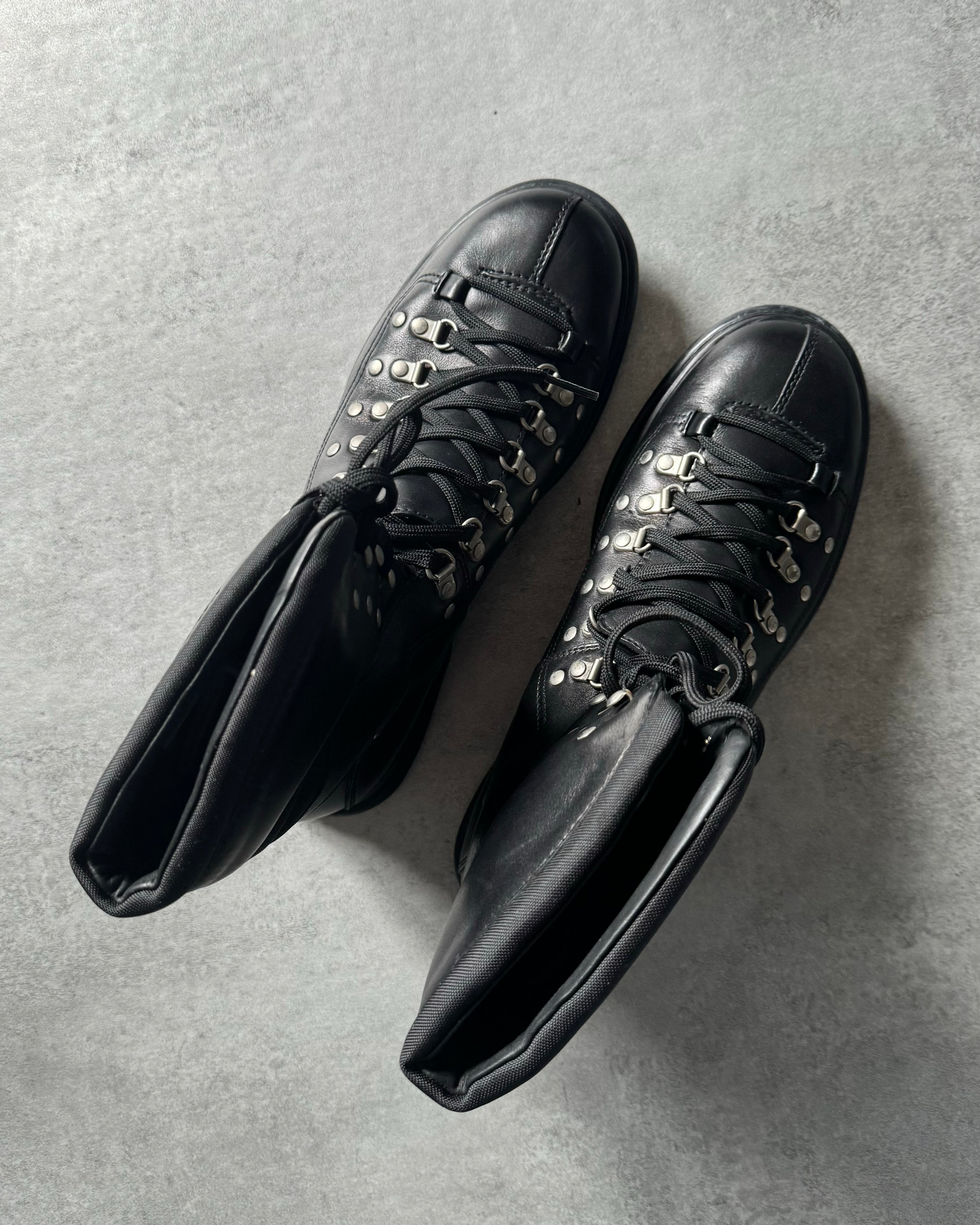 2000s Prada Hiking Black Leather Boots (44) - 4