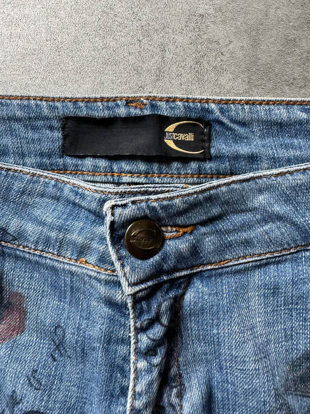 SS2007 Cavalli Painted Demoniac War Denim Pants (M) - 9