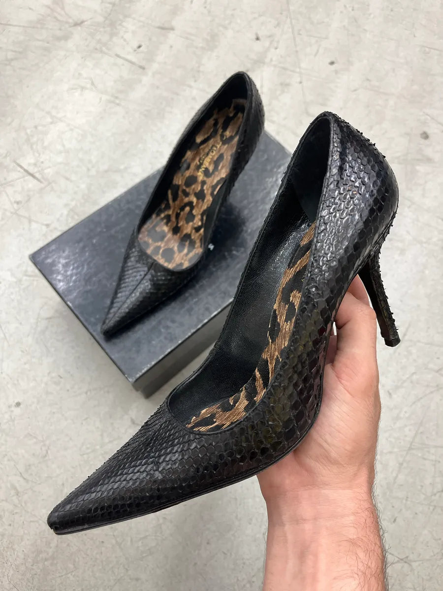2000s Dolce & Gabbana Python Black Leather Heels iTRHgQhM 0
