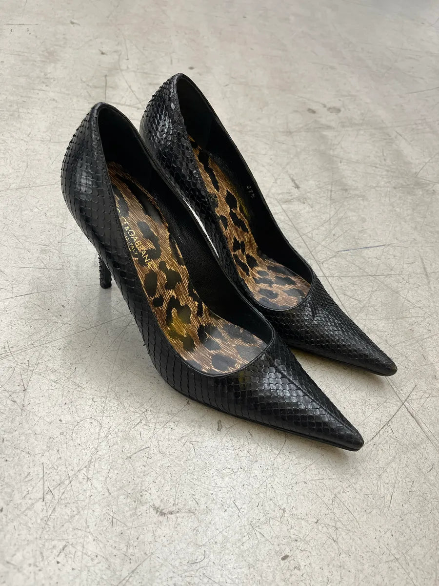 2000s Dolce & Gabbana Python Black Leather Heels iTRHgQhM 3