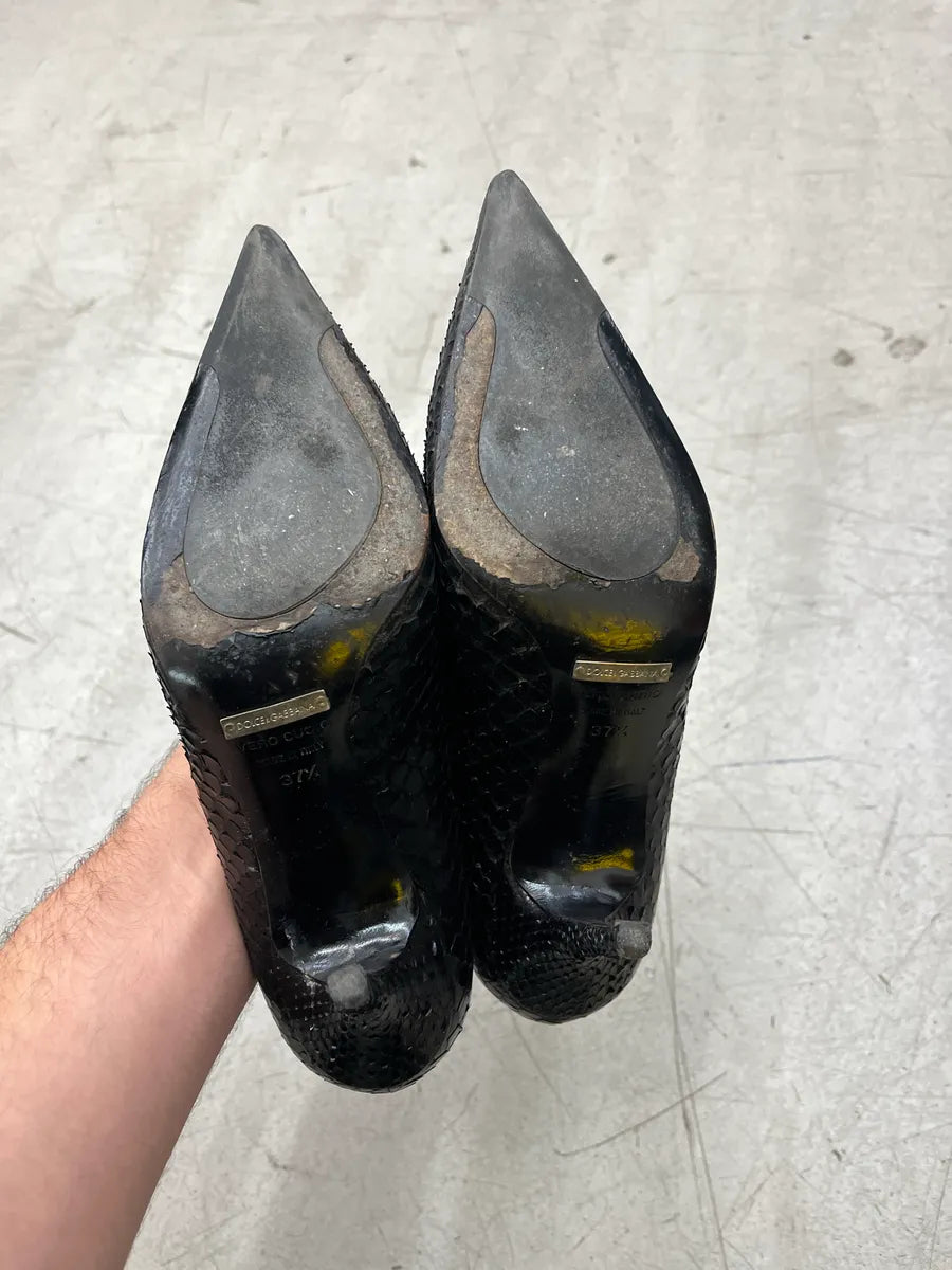 2000s Dolce & Gabbana Python Black Leather Heels iTRHgQhM 6