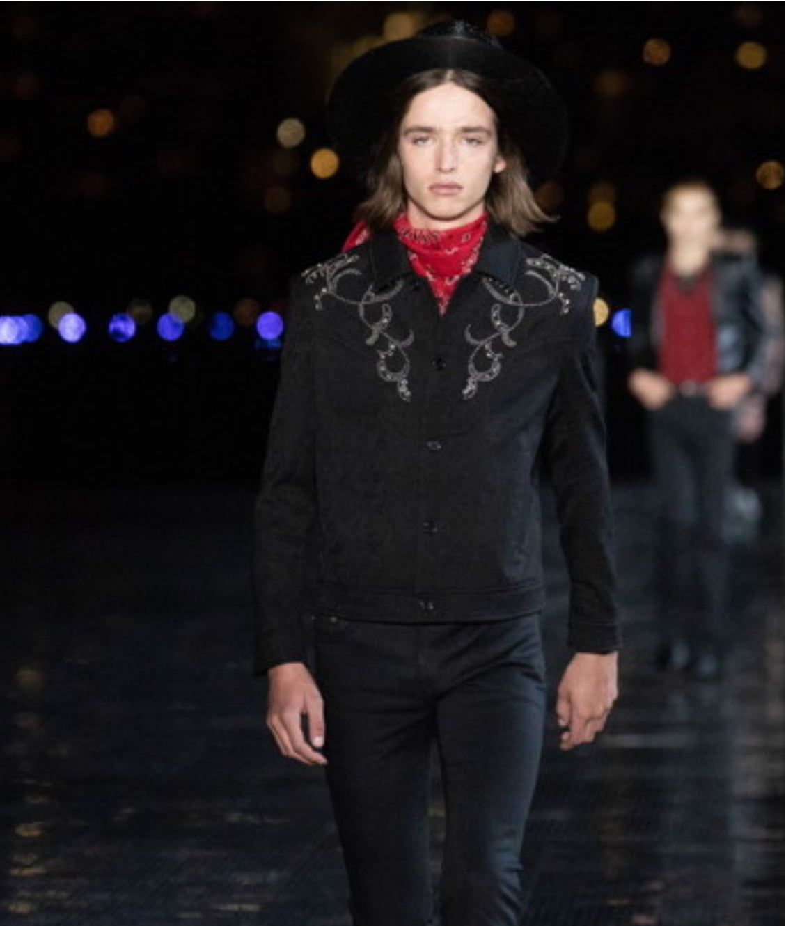 SS2019 Saint Laurent Gemstone Stud Embellished Black Wool Jacket (M) - 2