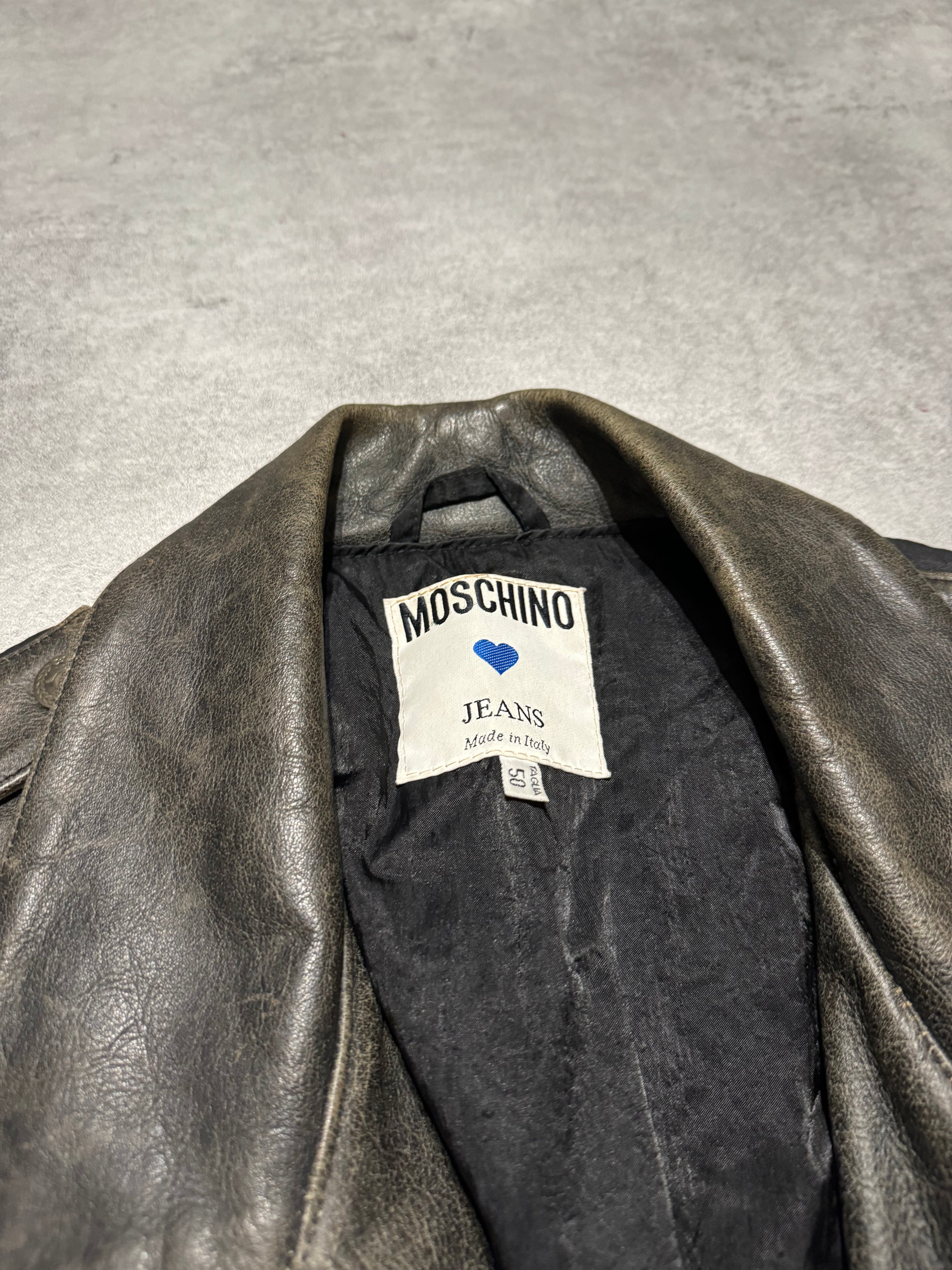 2000s Moschino Rock Hybride Biker Leather Bomber Jacket (M/L) - 8