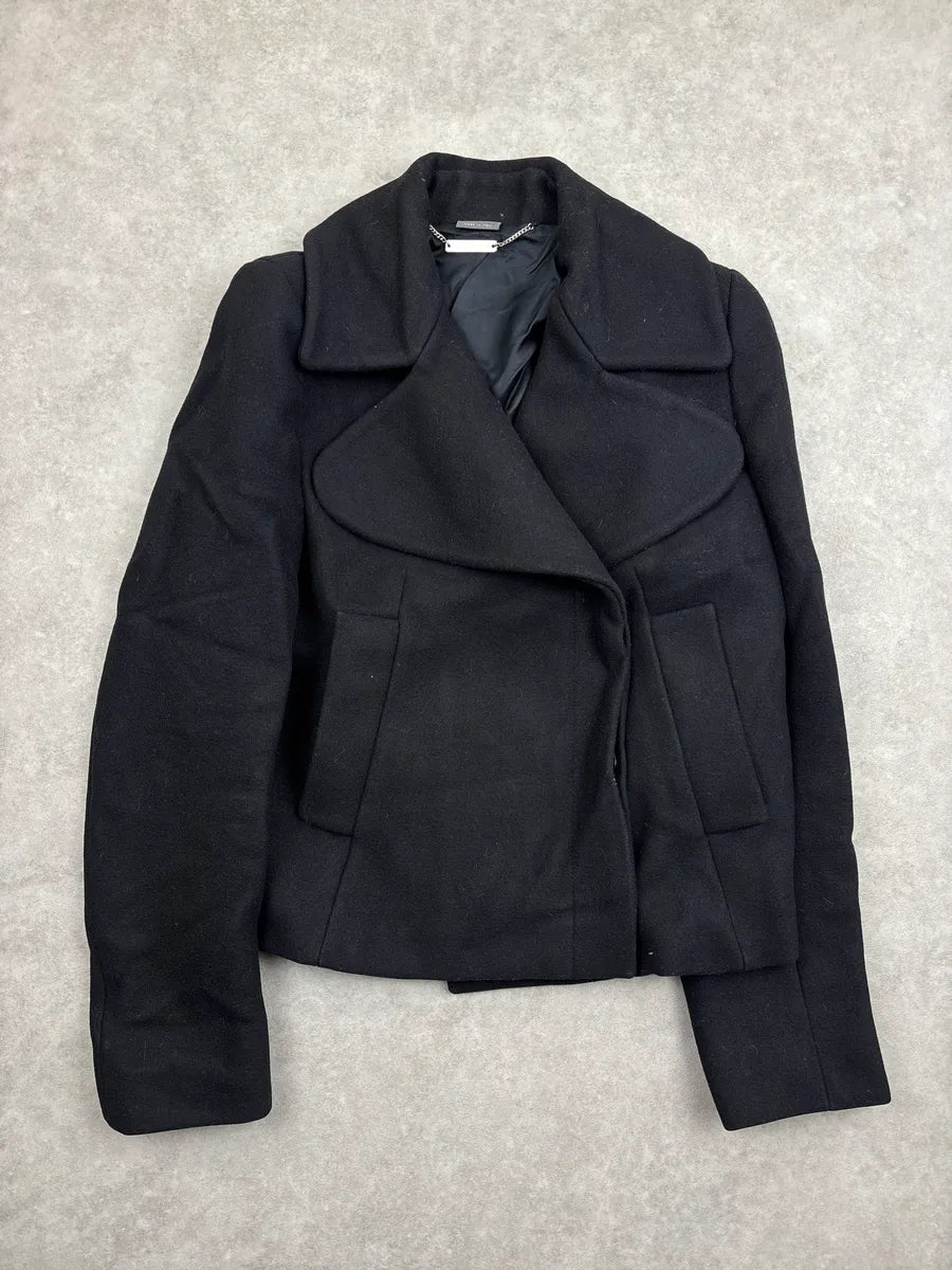 SS2012 Alexander McQueen Black Wool Oversized Lapel Cropped Jacket iVYofzsS 0