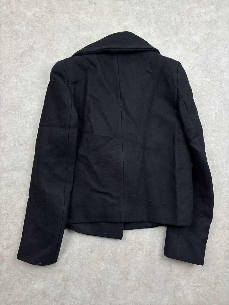 SS2012 Alexander McQueen Black Wool Oversized Lapel Cropped Jacket iVYofzsS 4