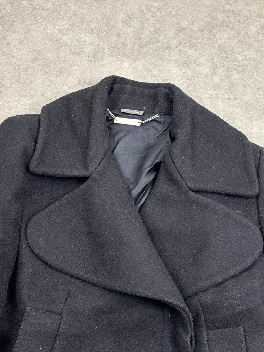 SS2012 Alexander McQueen Black Wool Oversized Lapel Cropped Jacket iVYofzsS 5