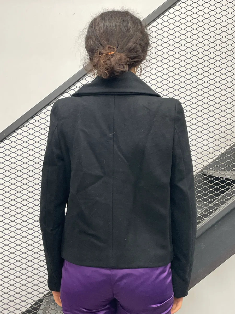 SS2012 Alexander McQueen Black Wool Oversized Lapel Cropped Jacket iVYofzsS 2