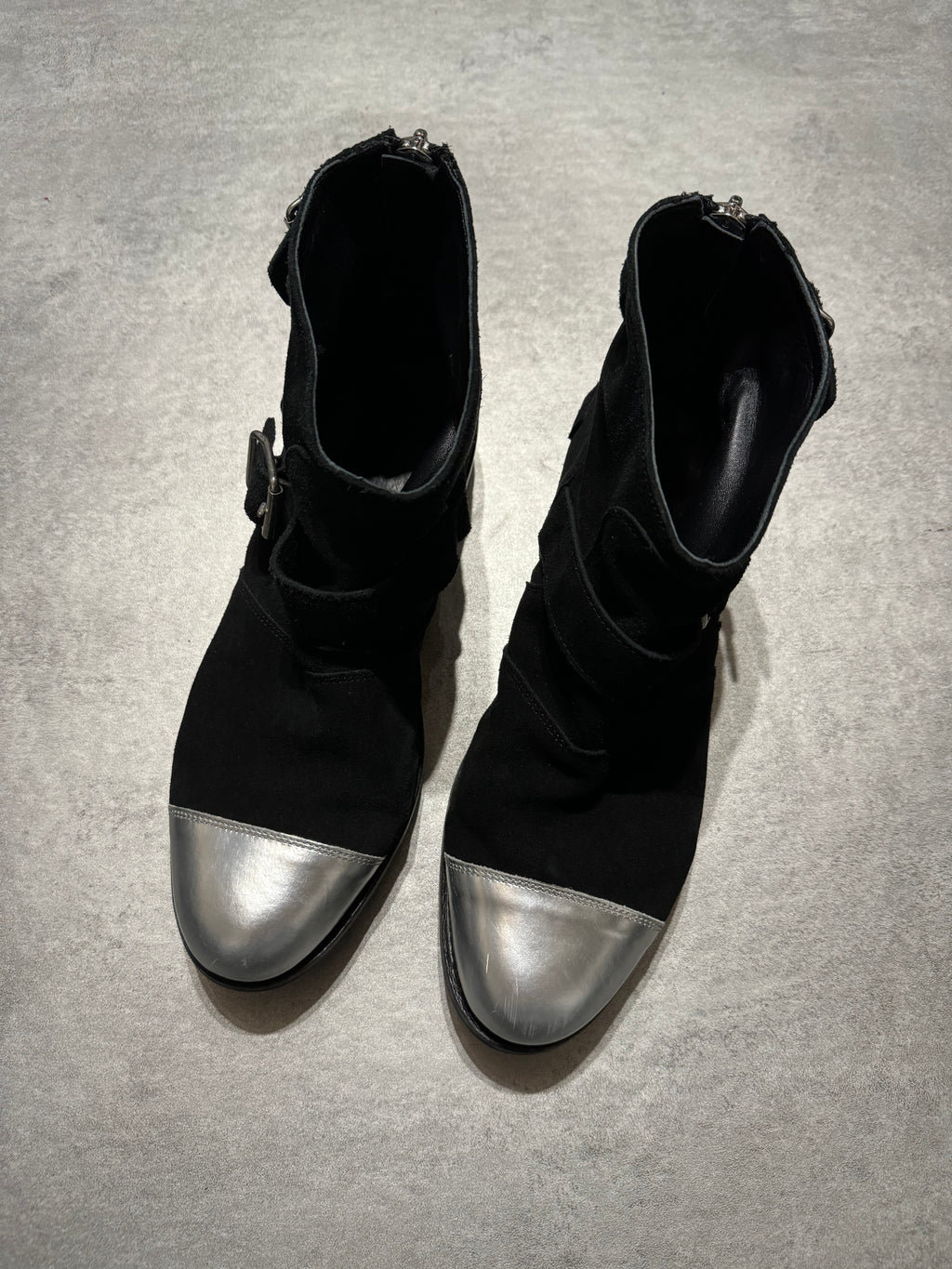 Balmain x H&M Black Silver Toe Chukka Strap Boots  (44) - 6