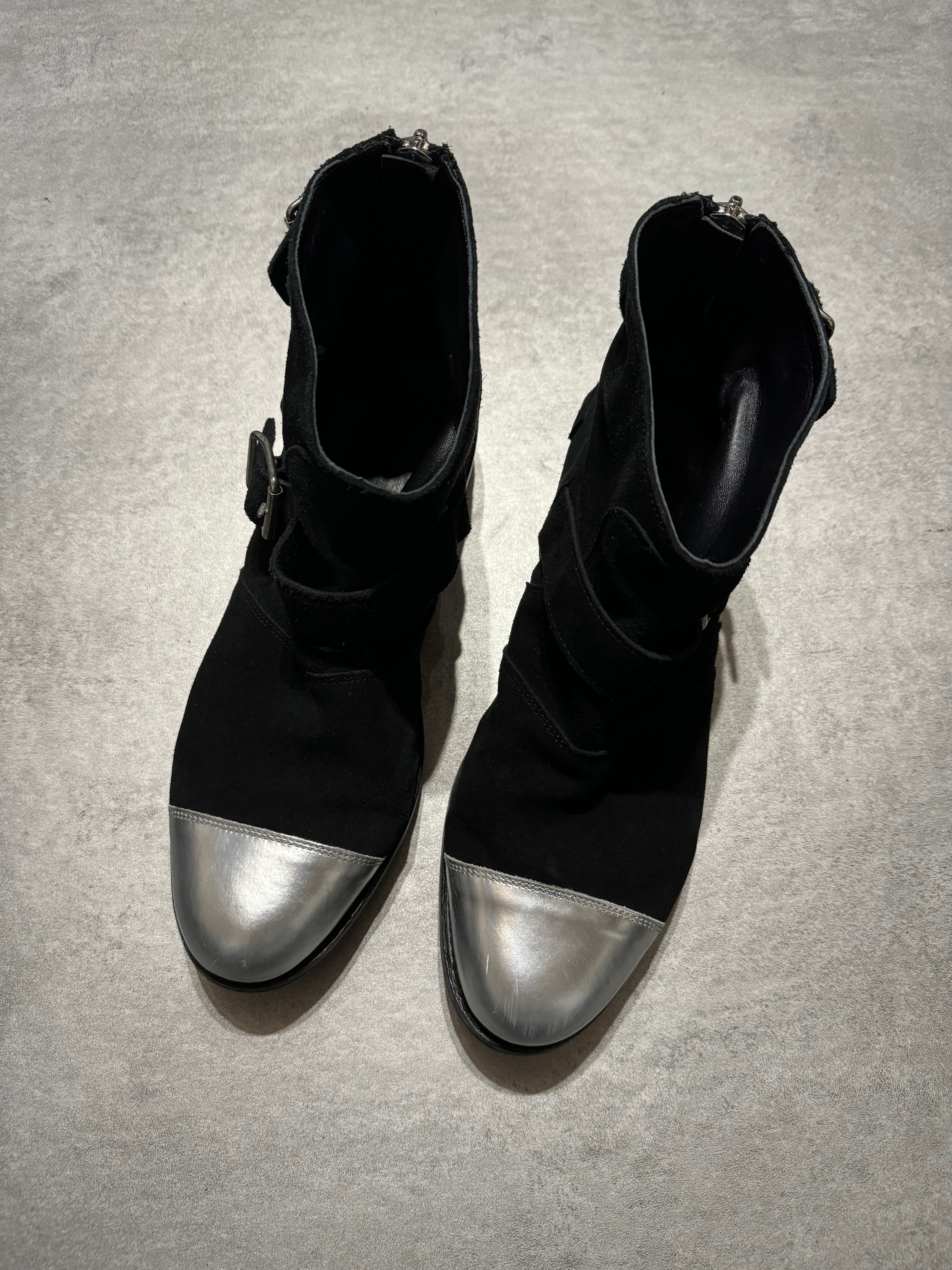 Balmain x H&M Black Silver Toe Chukka Strap Boots  (44) - 6