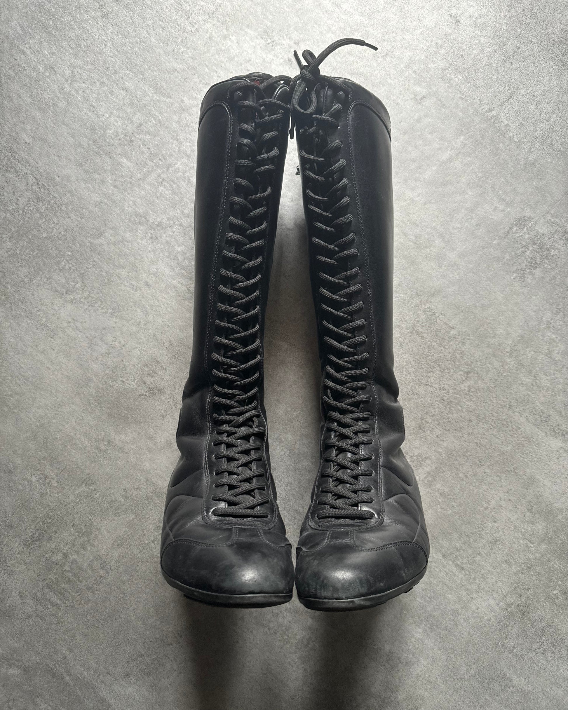 2000s Prada Moto Black Ankle Leather Boots (38,5) - 7